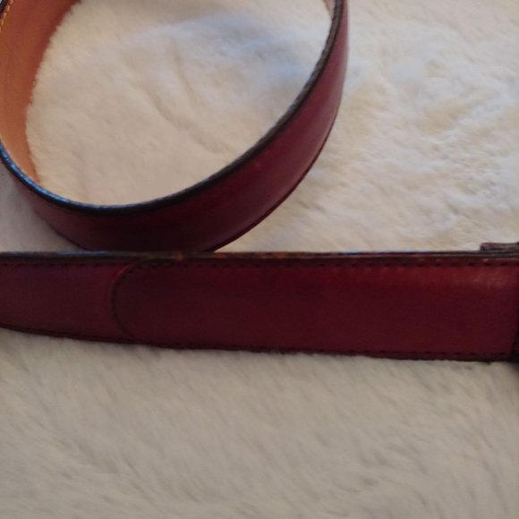Coach leather belt with brass buckle size 34 burgandy - Picture 5 of 15